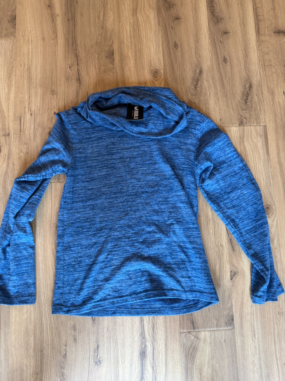 Doublju Blue Marled Cowl Neck Pullover